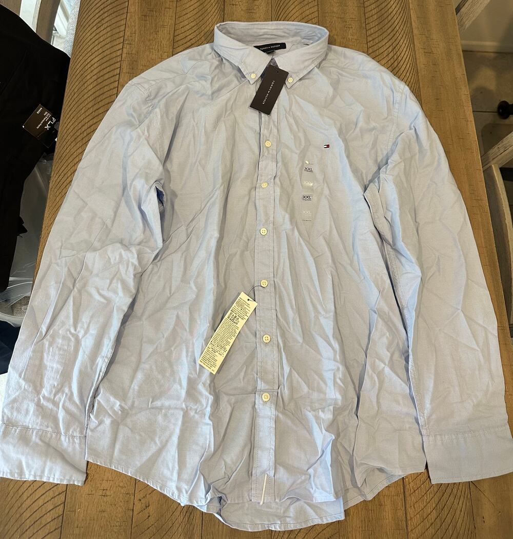 Tommy Hilfiger Mens XXL Light Blue Long Sleeve Button Down Shirt Oxford NWT